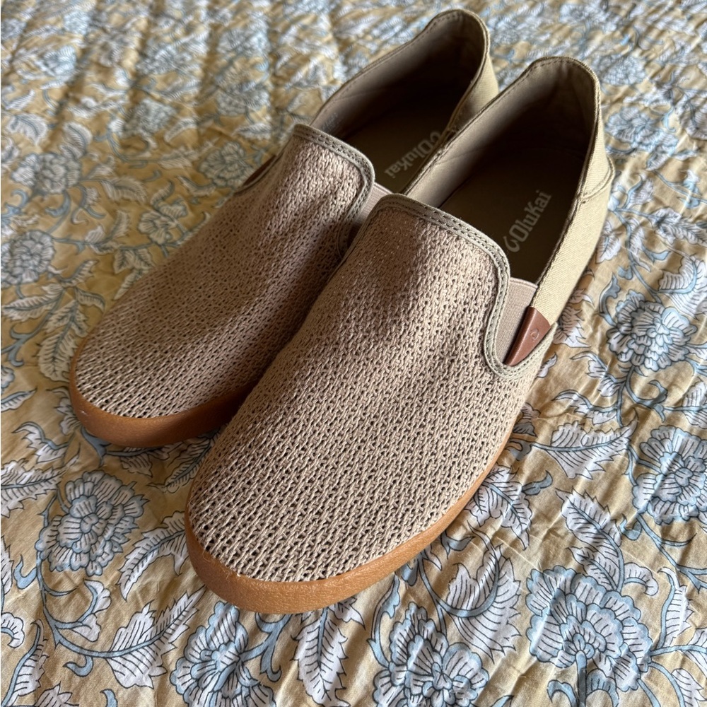 OluKai Tan Slip-On Loafers